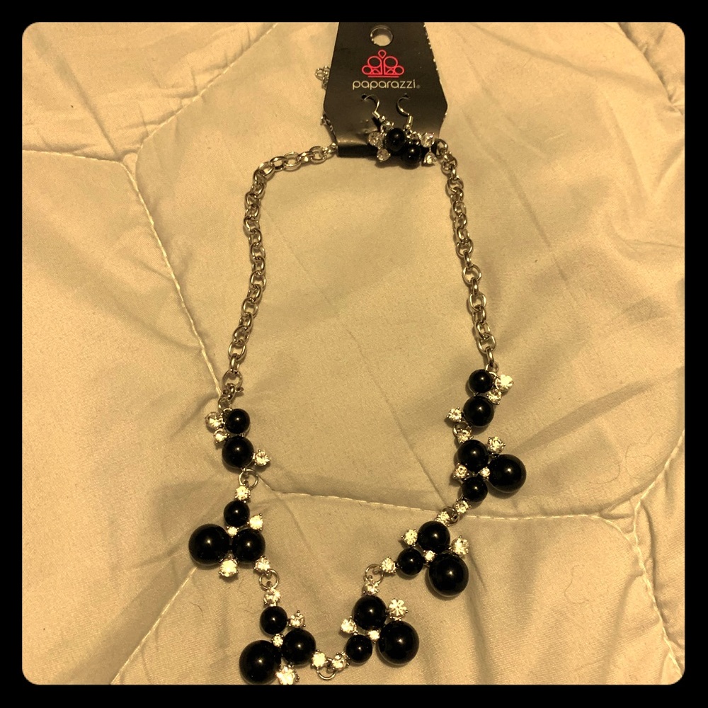 Black necklace and earrings